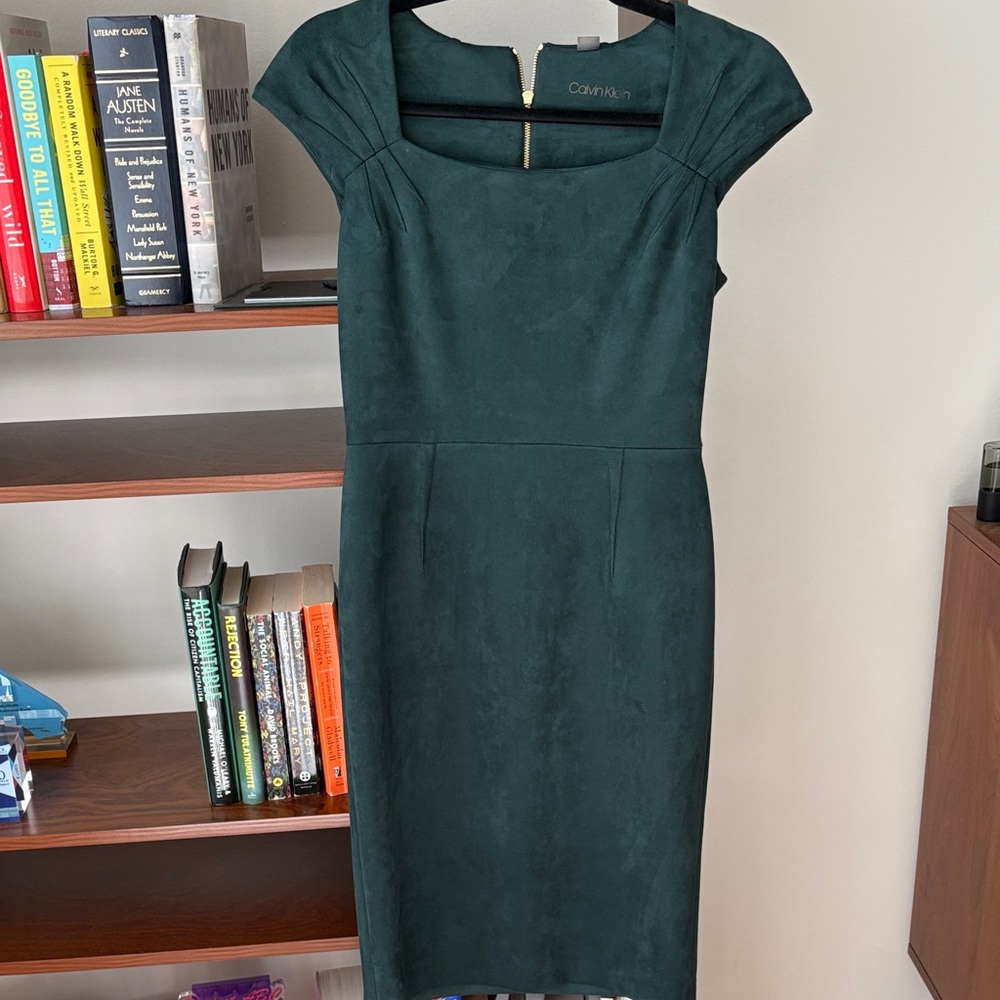 Calvin Klein Dark Green Suede Dress